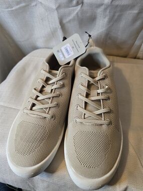 George Beige Knit Lace-Up Sneakers